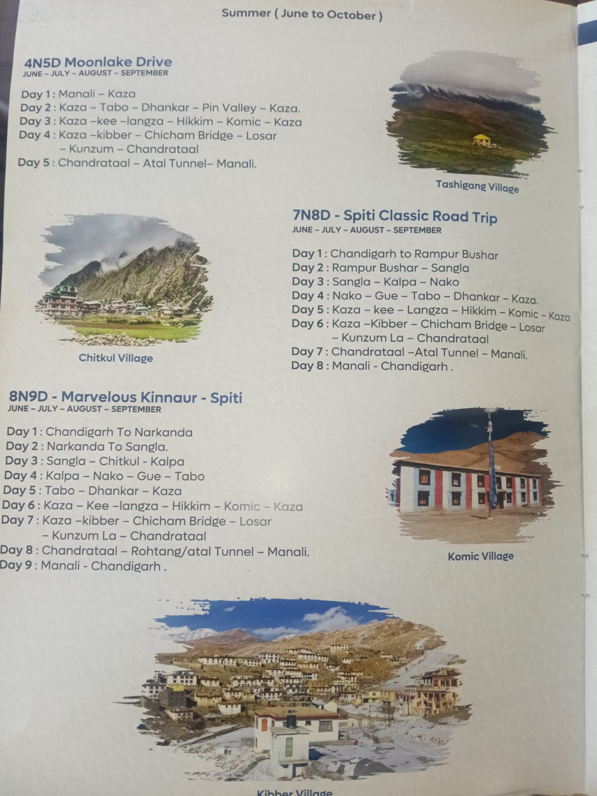 Summer Spiti Valley itinerary — 4N5D, 7N8D, 8N9D packages